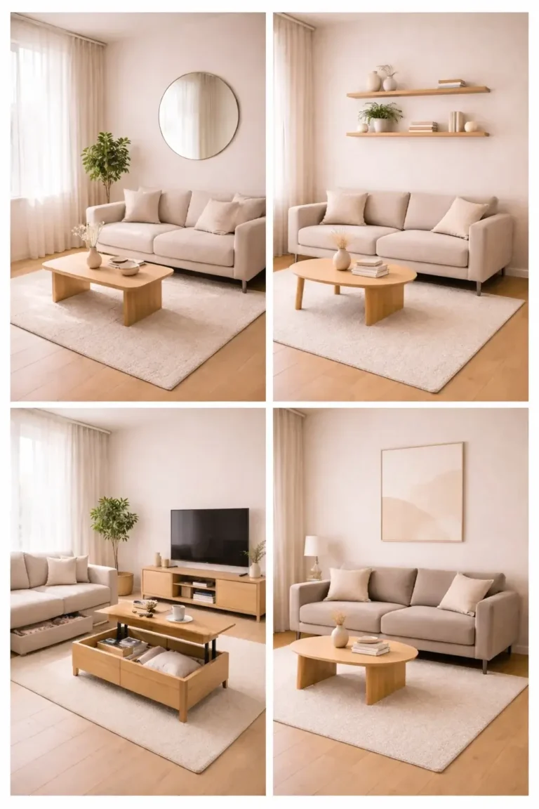 Minimalist living room ideas for small spaces with neutral tones and modern furniture