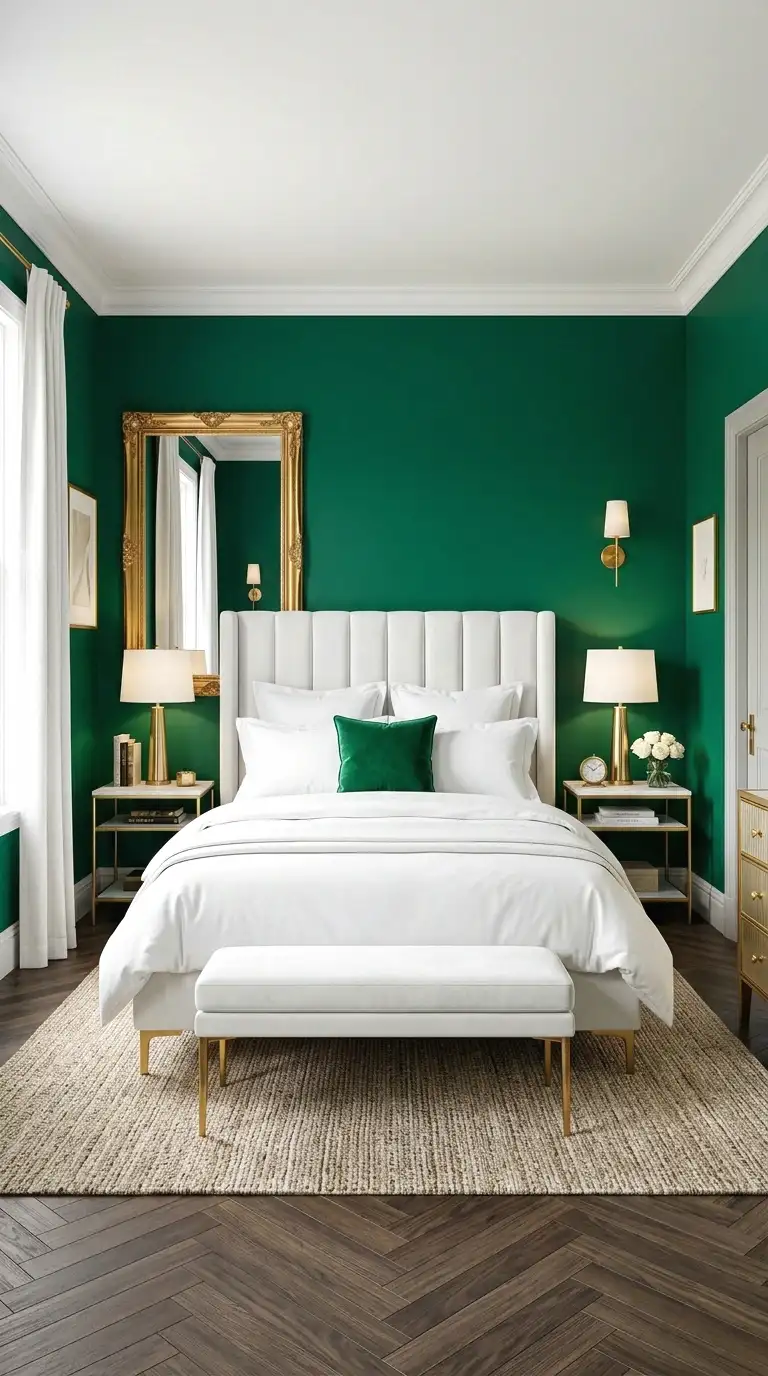 emerald green and white