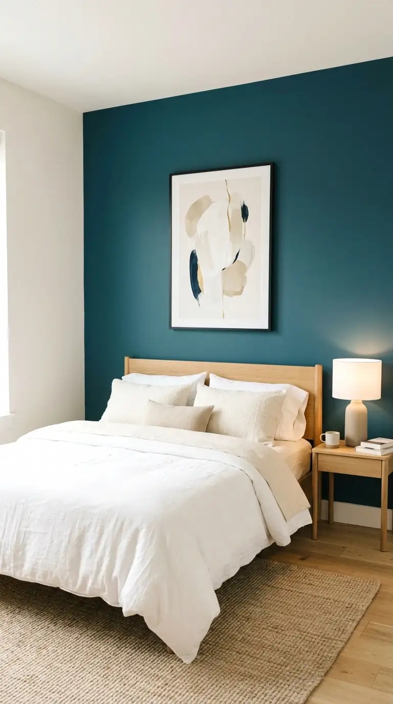 paint one wall in teal and let it do all the work