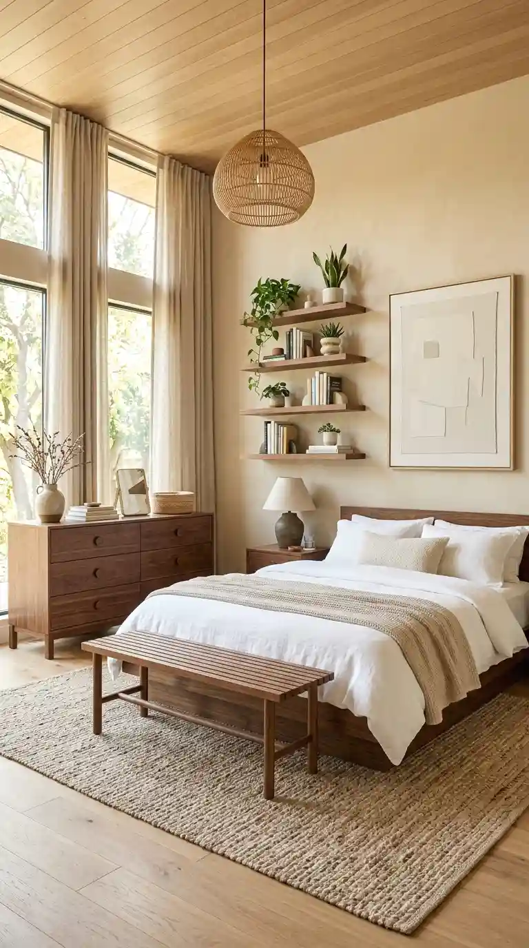 add warm wood accents throughout the room