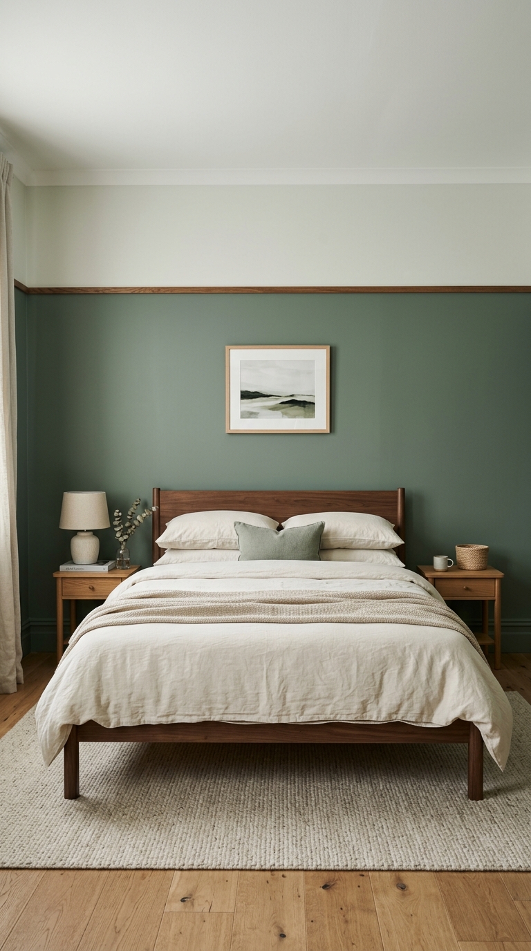 try two tone sage green walls