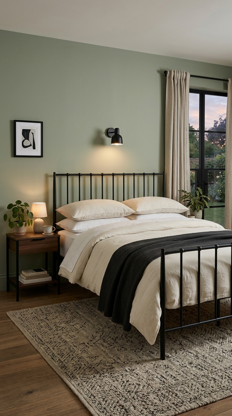 combine sage green with black accents for edge