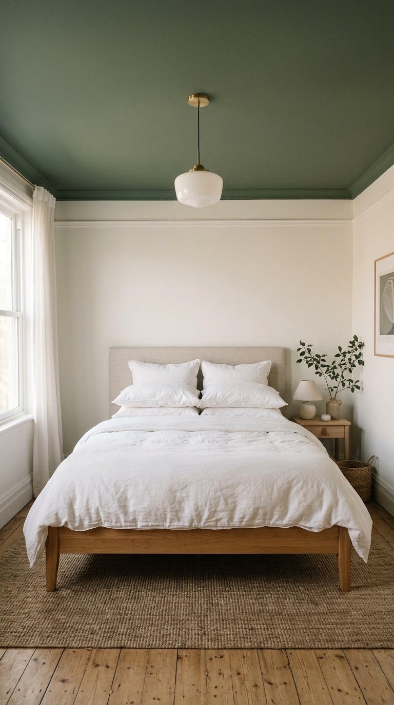 try a sage green ceiling for drama