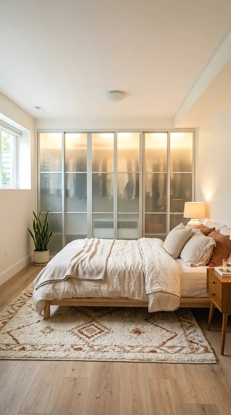 add a built in closet with sliding doors