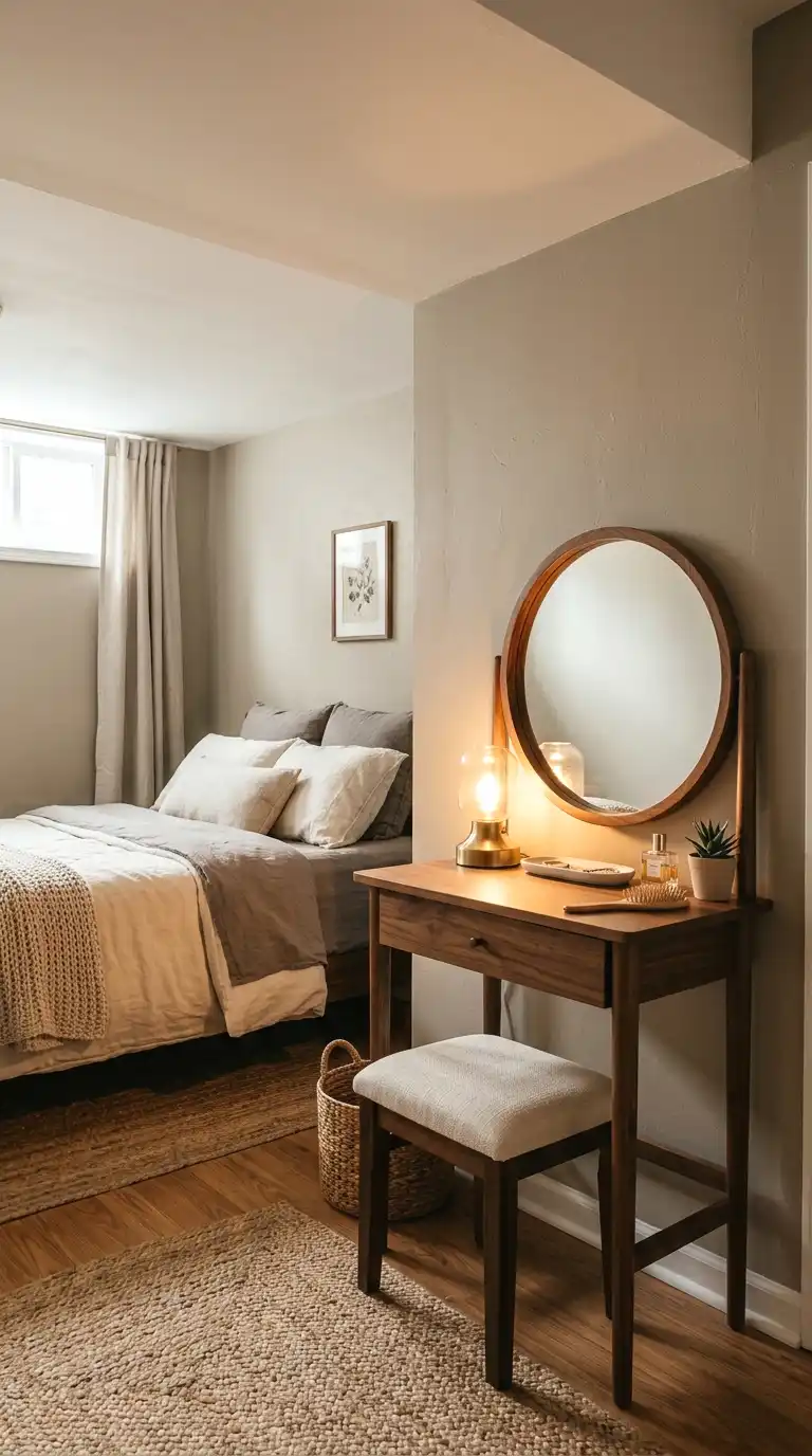 add a small vanity or desk for multi use function
