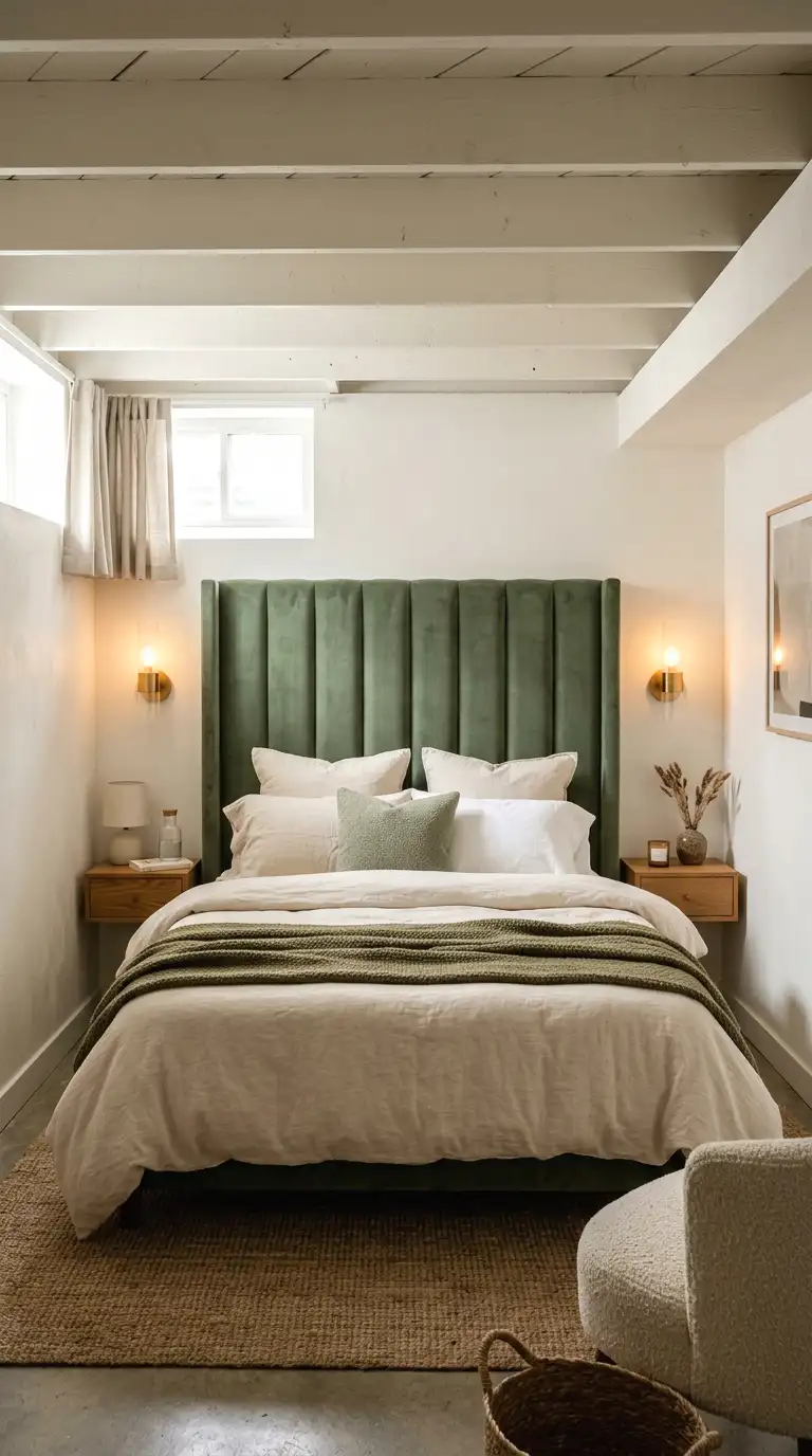 add a statement headboard to draw the eye upward