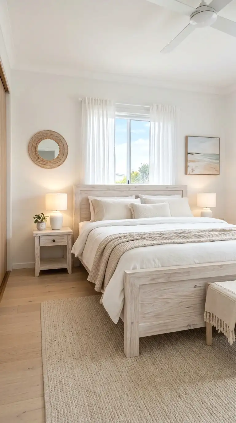 start with a whitewashed wood bed frame