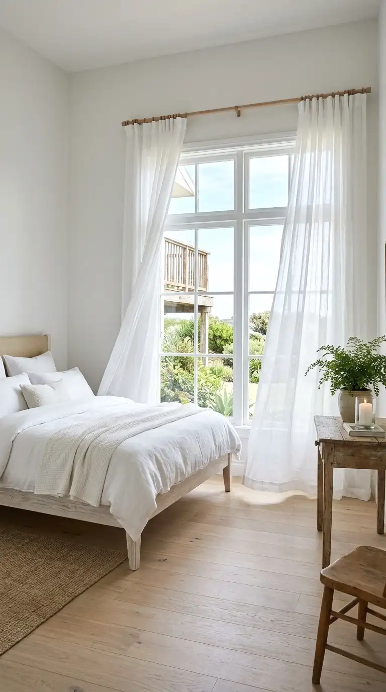 use sheer curtains to mimic ocean breeze