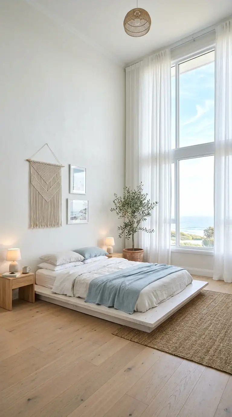 choose a low platform bed for an open, airy feel
