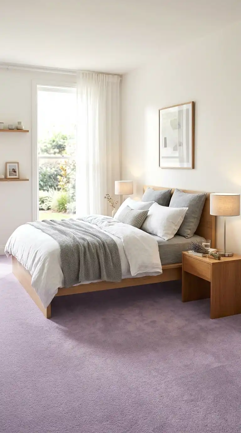pick a soft lavender carpet for a dreamy, calm bedroom