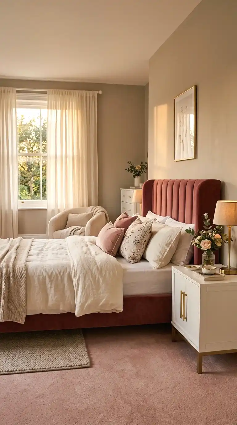 choose a soft blush pink carpet for a feminine touch
