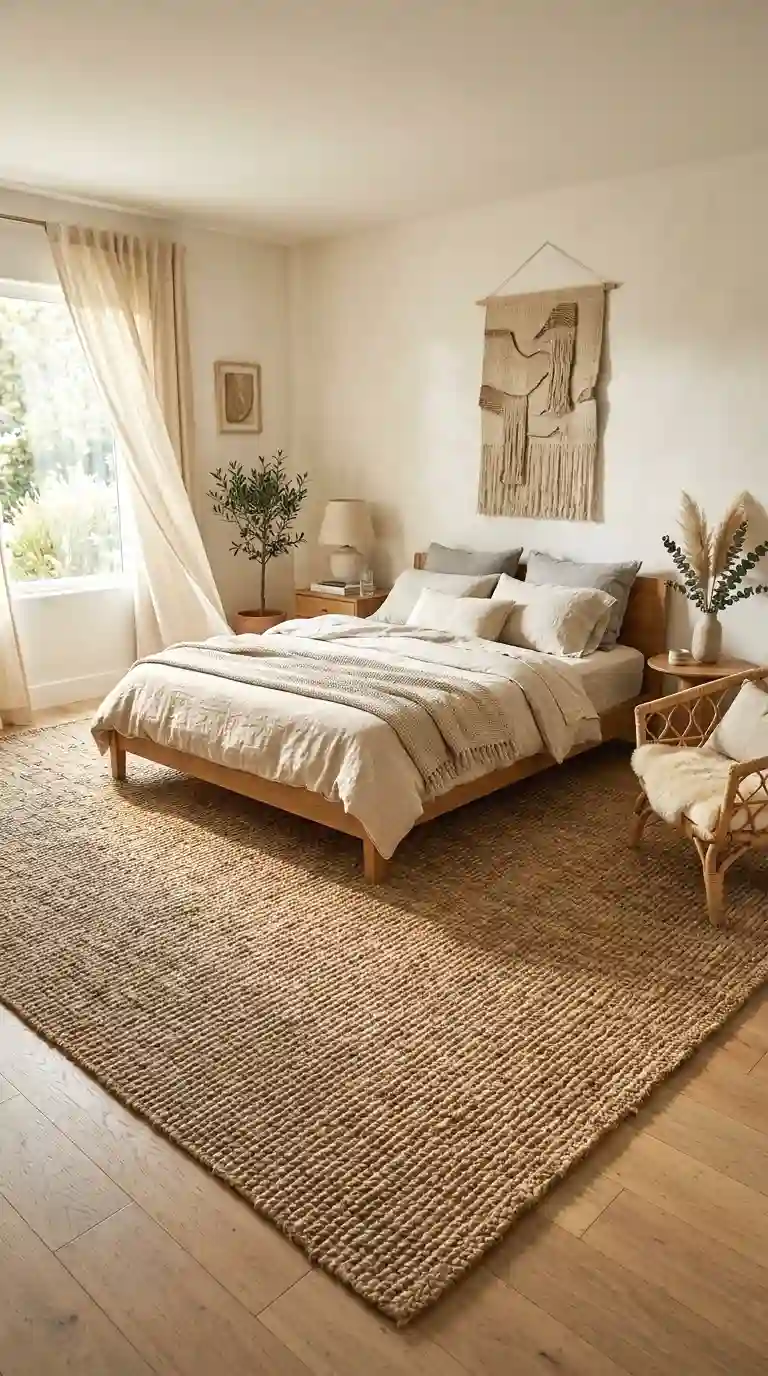 use a oversized jute rug for an organic, natural feel