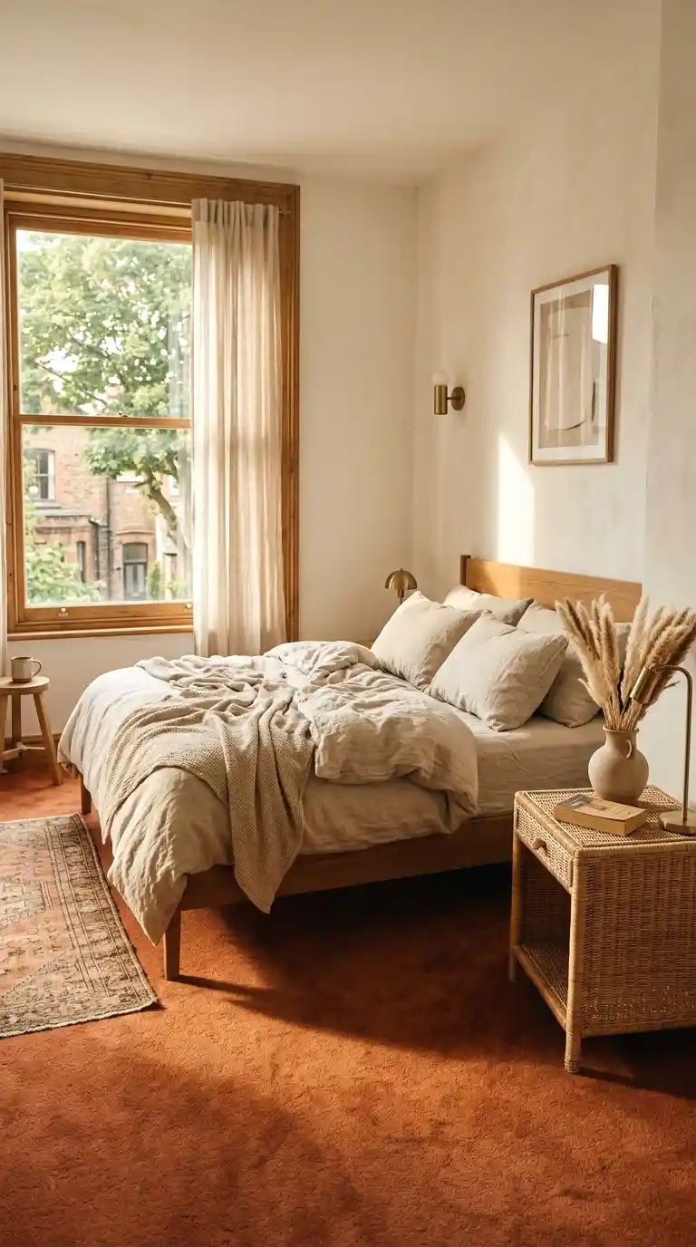 go bold with a terracotta or rust colored carpet