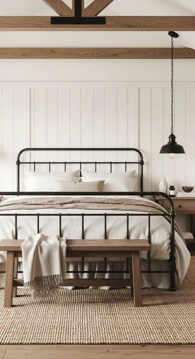 modern farmhouse with soft industrial touches