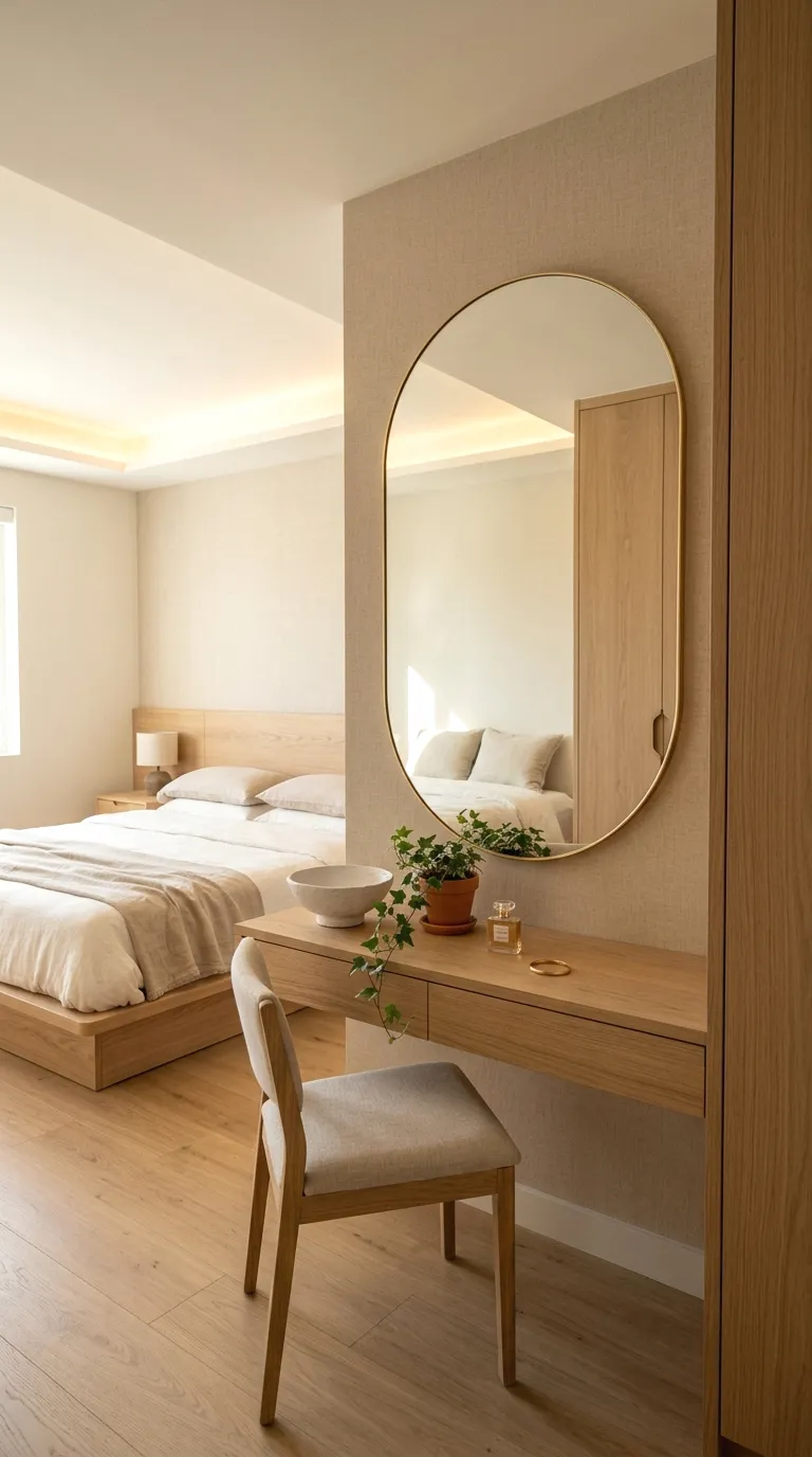 oval mirror in a thin gold frame for delicate elegance