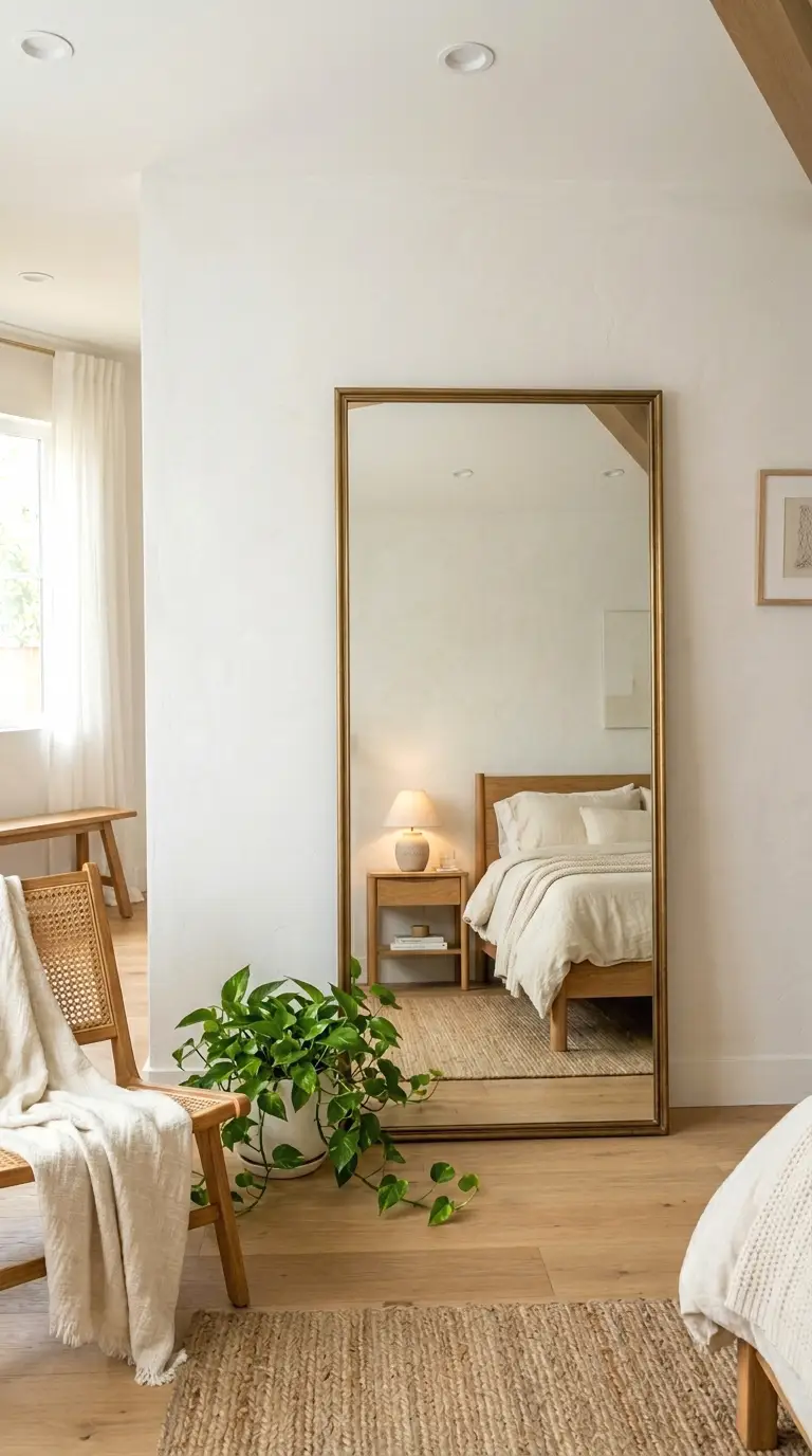 full-length leaner mirror that makes the room feel twice as big