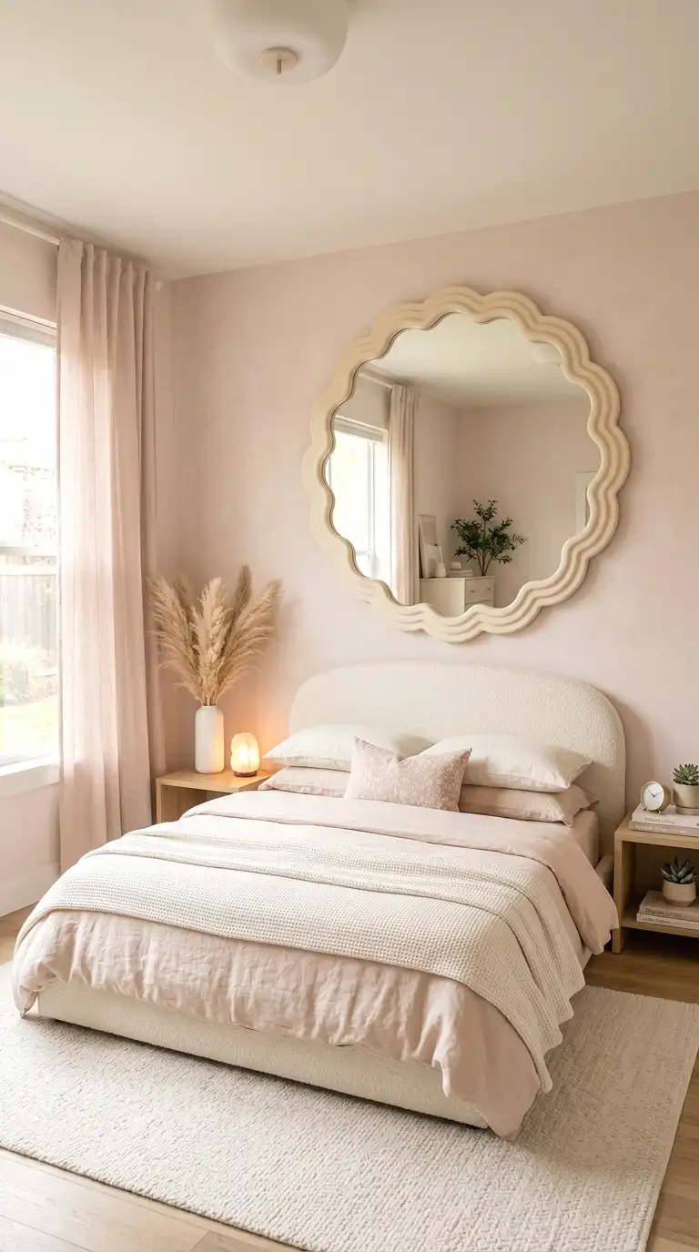 scalloped edge mirror for a feminine organic statement