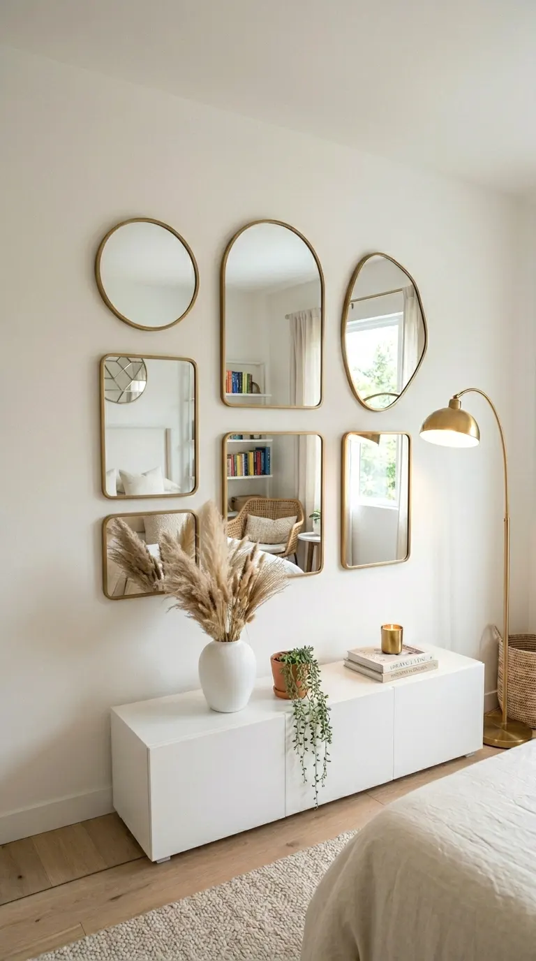 mirror gallery wall that replaces traditional artwork