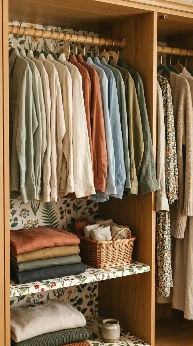 line the shelves with patterned paper or fabric