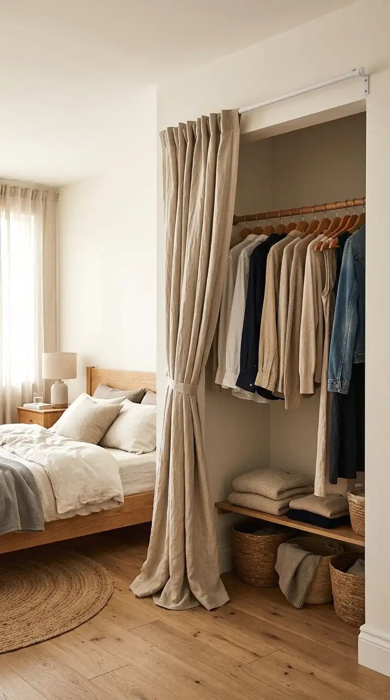 create a walk-in nook with a curtain instead of doors