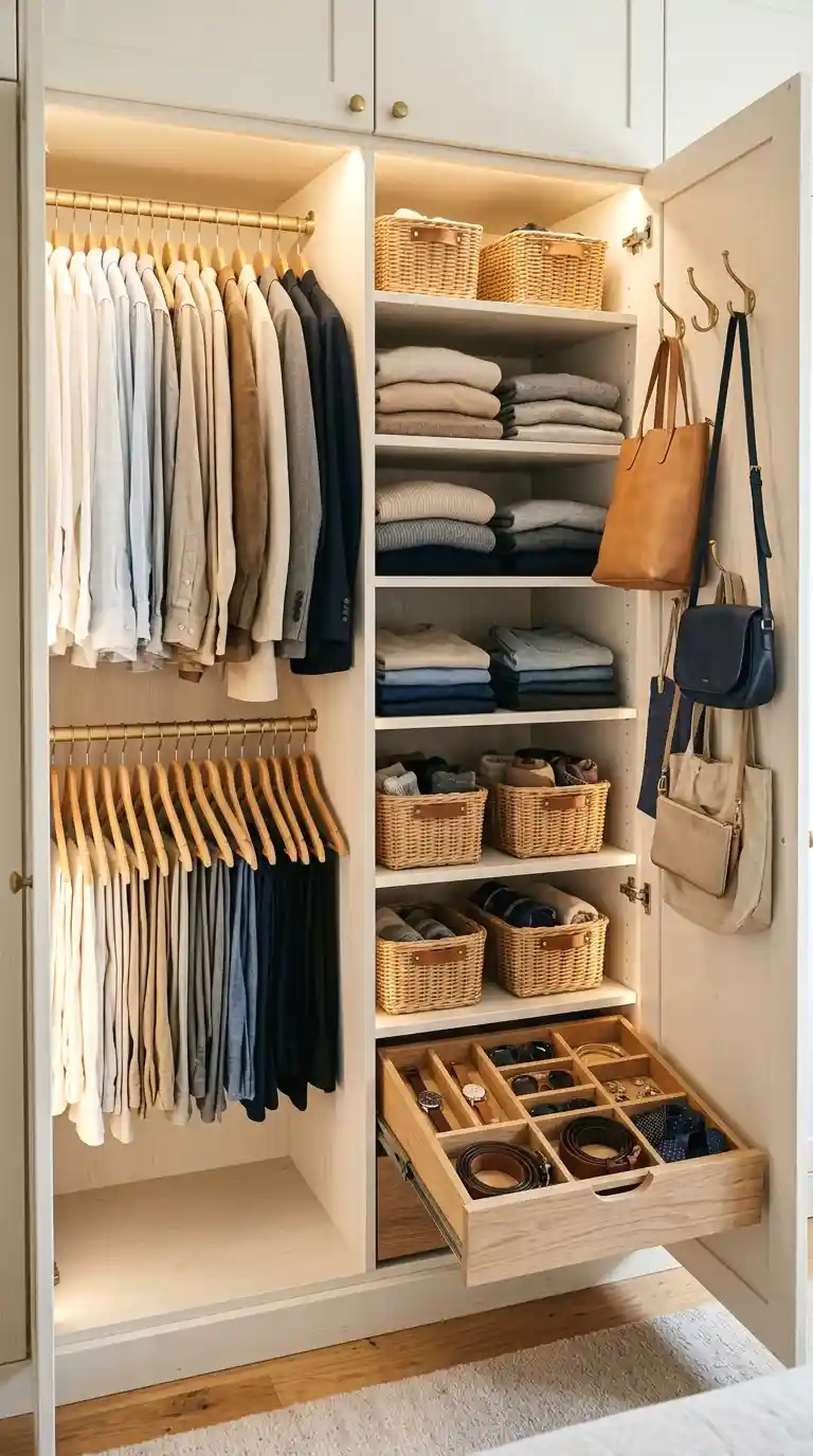 maximize a small wardrobe with smart interior fittings