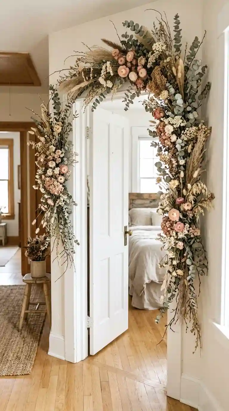 frame the door with a diy floral arch