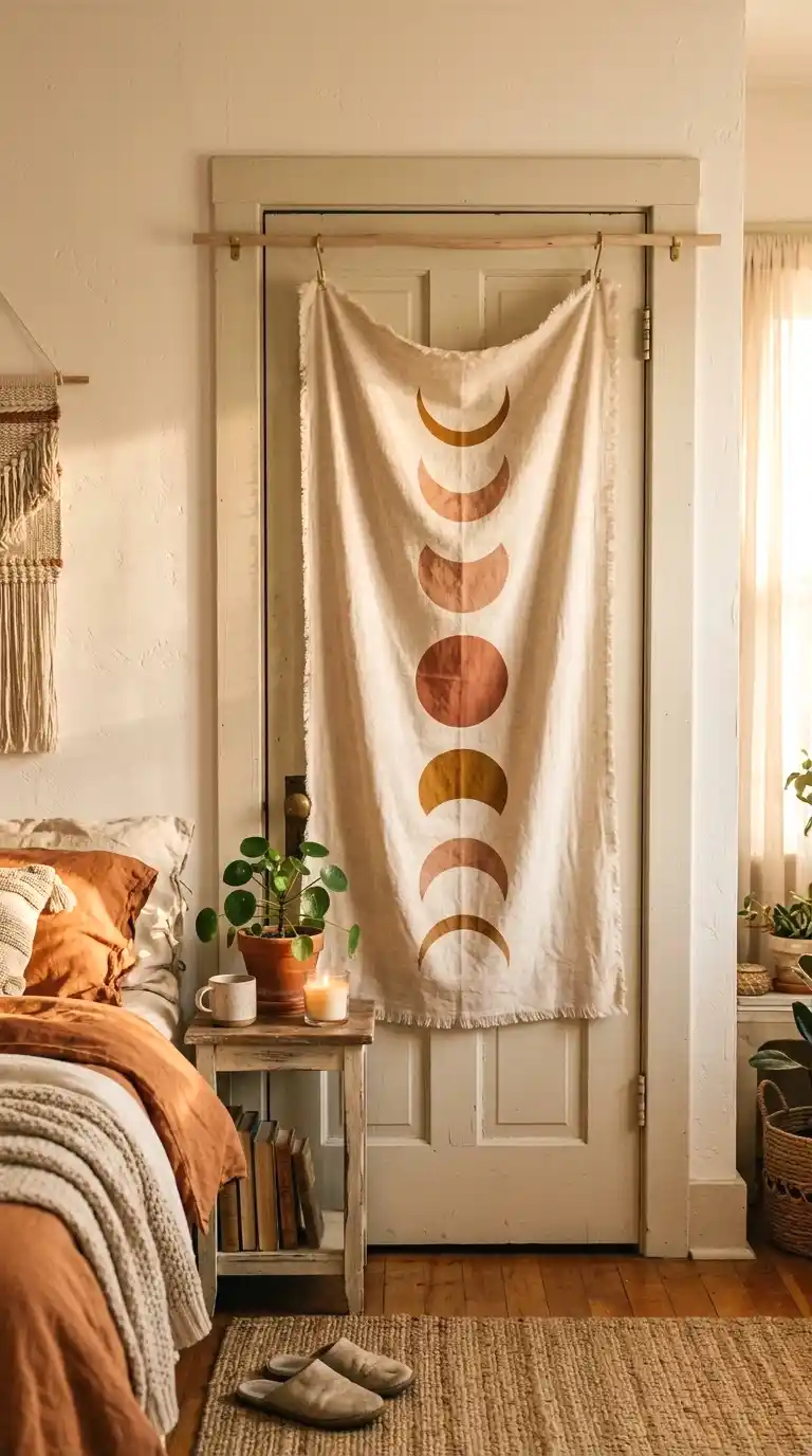 hang a tapestry that doubles as door art