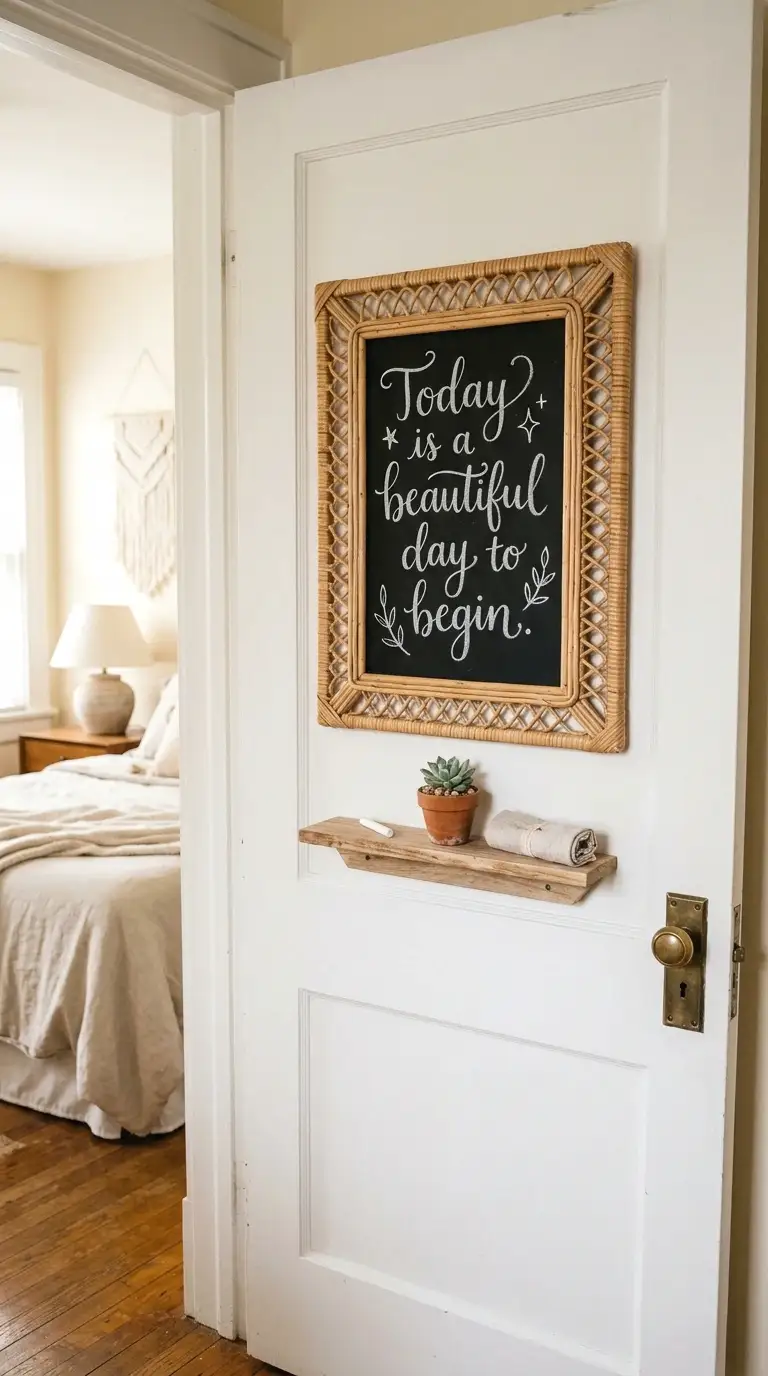 mount a small chalkboard or dry erase panel