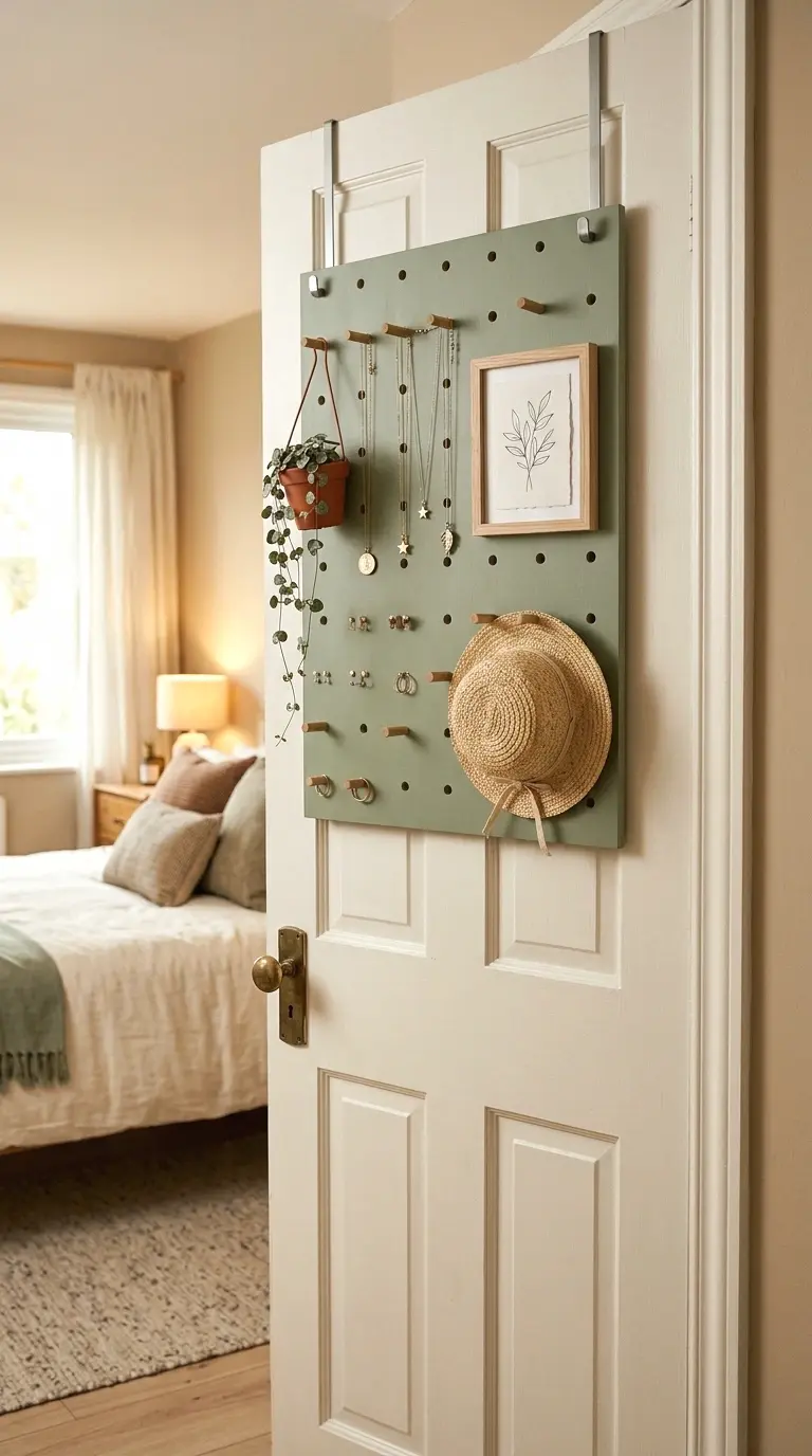 install an over-the-door pegboard organizer