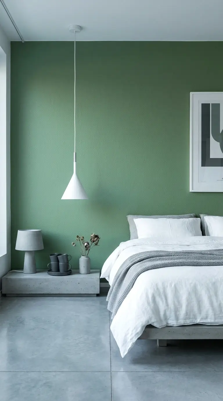 fern green with cool white and concrete