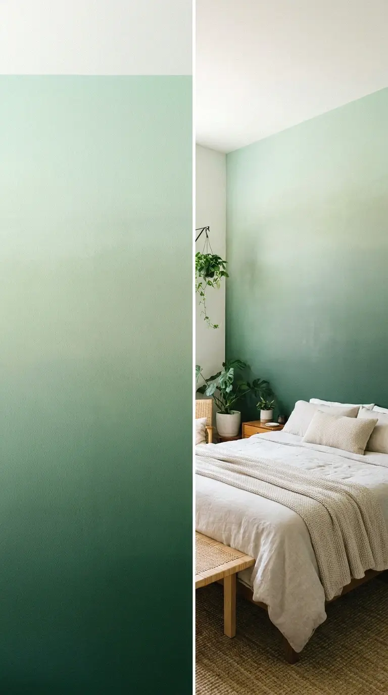 green ombre from deep to light