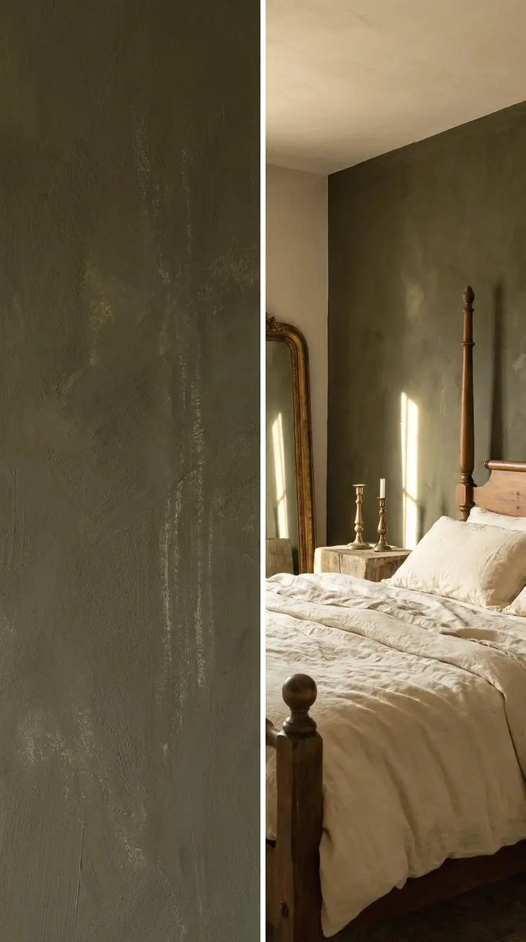 dark olive limewash for an artisan look