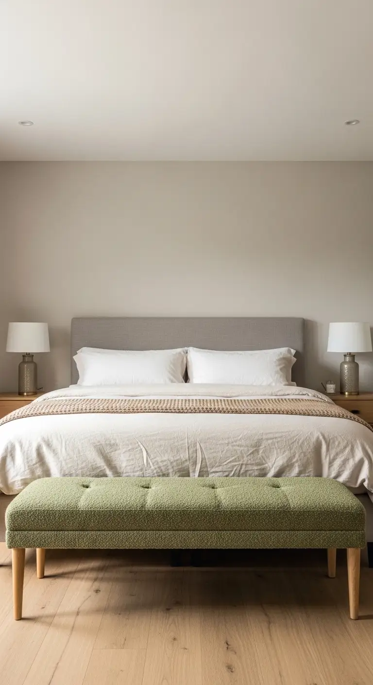 use a bench at the foot of the bed for function and style