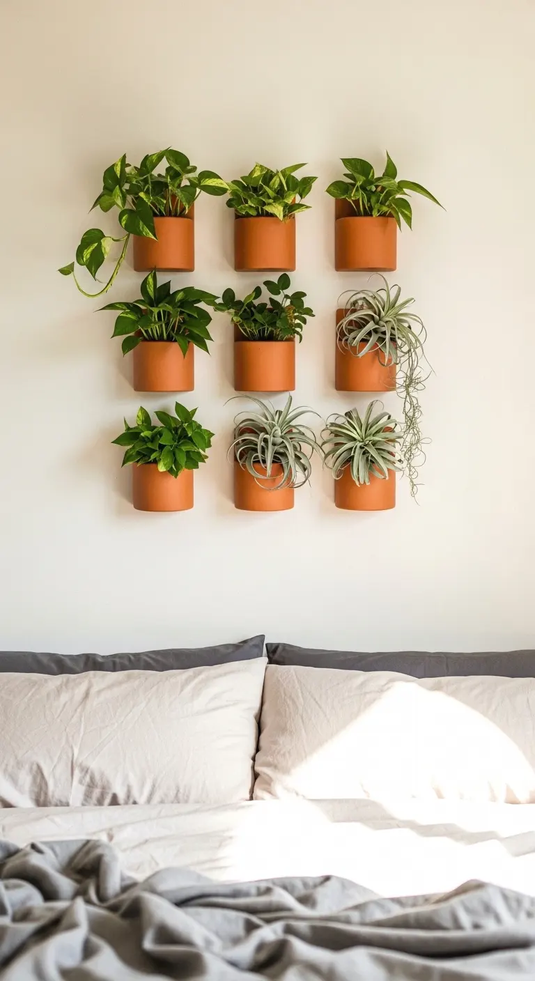 create a mini plant wall with wall mounted planters