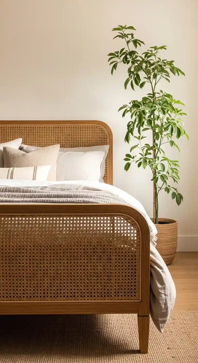 pair a plant with your bed frame for a natural look