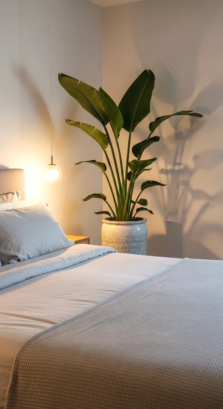 use a large plant to fill an awkward empty corner