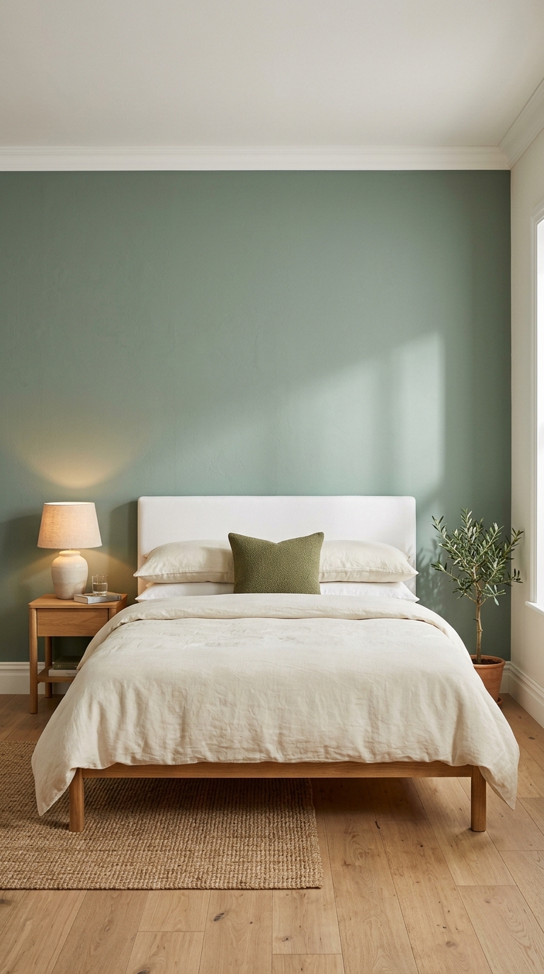 sage green bedroom ideas start with an accent wall