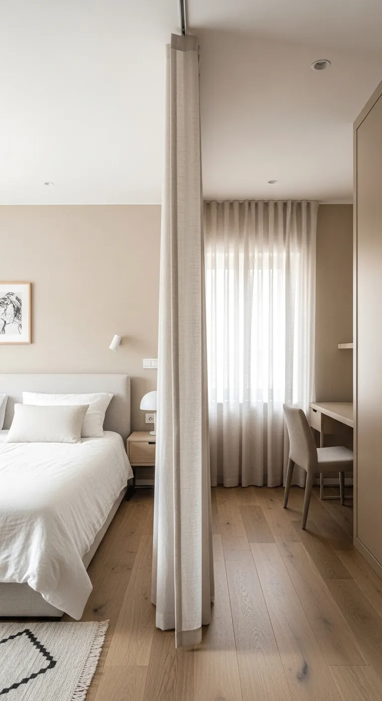 use curtains to create a soft visual boundary