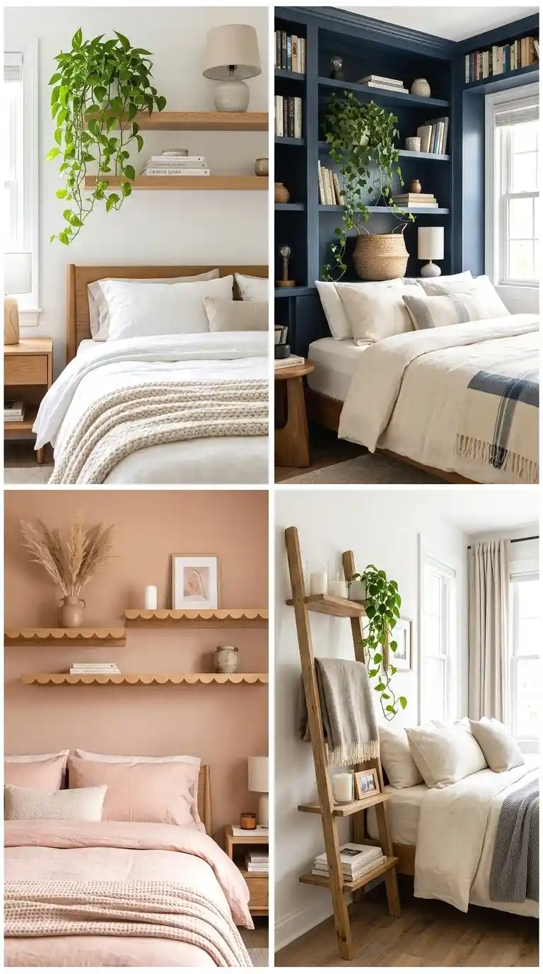 shelves in bedroom inpiration like a collage imae
